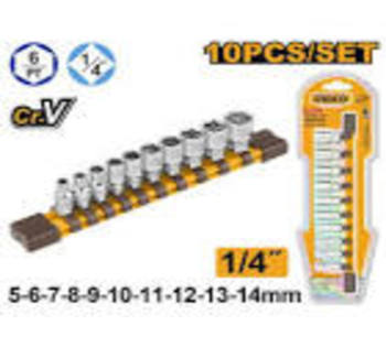 HKTS14103 Набор головок 1/4" (5-14мм) 10 предметов INGCO  INDUSTRIAL